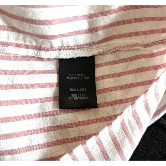 TORRID Cotton Crop Button Up Shirt Size 3X Dusty Rose Striped Smocked Back - Picture 10 of 11